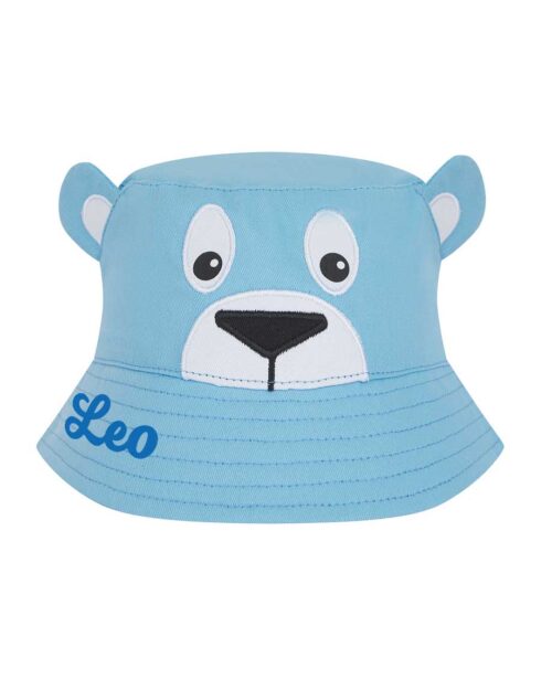 Kinder Bucket Hat Kindermütze mit Motiv Bär - personalisierbar mit Namen / Wunschtext (optional)