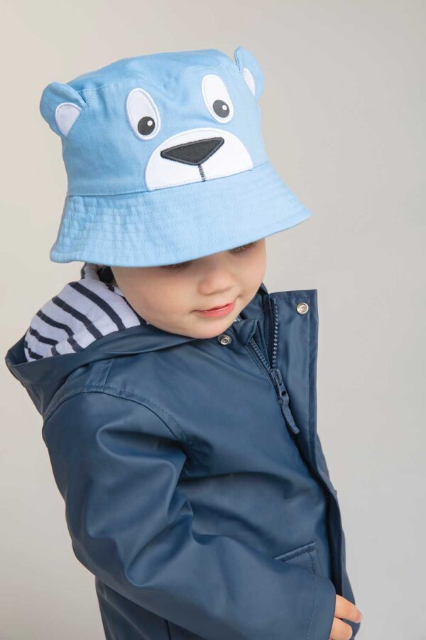 Kinder Bucket Hat Kindermütze mit Motiv Bär - personalisierbar mit Namen / Wunschtext (optional) – Bild 3